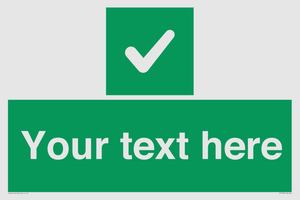 Custom green background, green square with tick sign